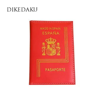 

DIKEDAKU Pretty Spain National Emblem Passport Cover Women Colourful Soft Leather Passport Organizer Cute Travel Funda Pasaporte