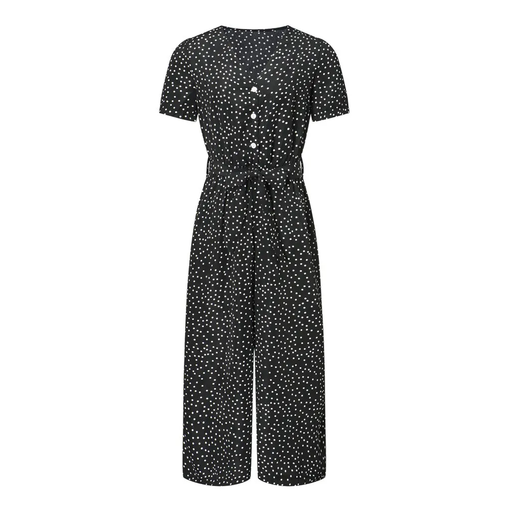 MAXIORILL New сиамские брюки Women's Short Sleeve Sexy V-Neck Polka Dot Print Jumpsuit Wholesale Free shiping T44