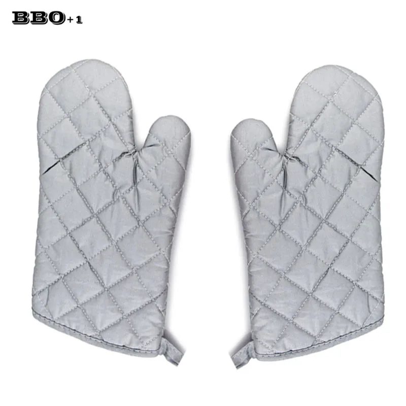 New 2pcs 12.5'' Cotton Oven Baking Gloves Microwave Oven Mitts Barbecue