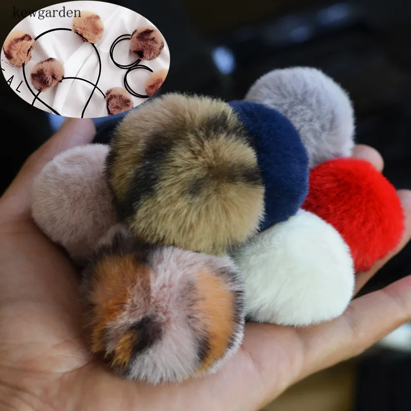 

Kewgarden 4cm Leopard Print Handmade Simulation Artificial Hair Ball DIY Bowknot Accessories Earrings Necklace 10pcs/set