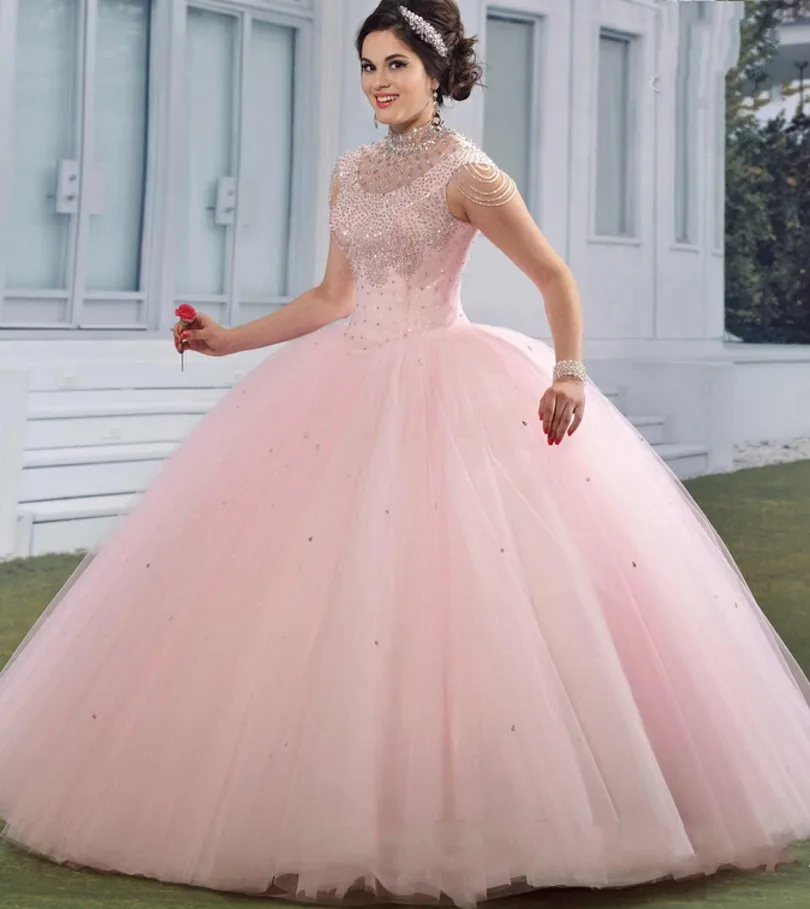 Rosa hinchada 2016 Vestido de Quinceañera