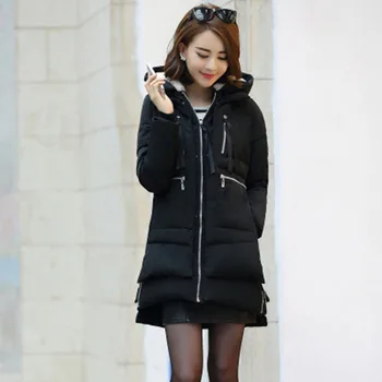 

Thicken Winter Jacket Hooded Long Parkas Thicken Coats Overcoat Down Cotton Coat Women Abrigo Mujer Warm Jacket Female A439