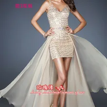 Ограниченное предложение спереди длинное сзади Формальное вечернее платье расшитое блестками размера плюс вечерние платья для выпускного вечера на заказ