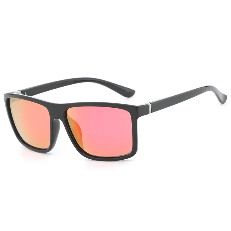 HDCRAFTER, поляризационные солнцезащитные очки, мужские, для вождения, солнцезащитные очки для мужчин, UV400, модные, Ретро стиль, квадратные, солнцезащитные очки - Цвет линз: black red