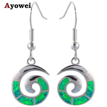 

Cost price Stylish Drop Earrings High quality Green Fire Opal stamp Silver Party Dinner Fashion Jewelry OES491A
