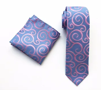 

Classic Gentlemen Floral Necktie Set Blue with Classical Paisley Pattern Ties with Handkerchief Sets