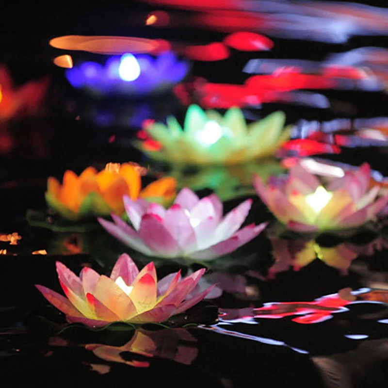 

1pc LED Floating Lotus Flower Festival Celebration Swimming Pool For Festival Activity Celebration Garden Decoration