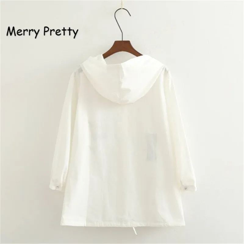 Женская хлопковая льняная куртка Merry Pretty однотонная тонкая Базовая с капюшоном и