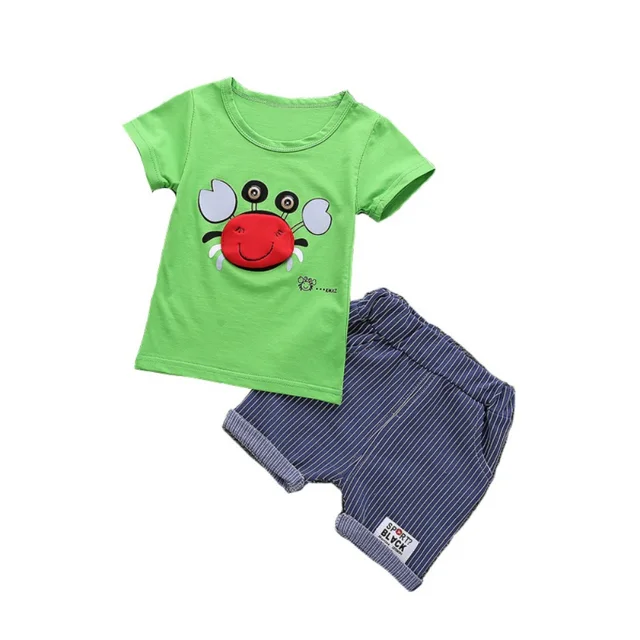 1 4t 2pcs High Quality Summer New Boys Casual Two Piece Kids Print