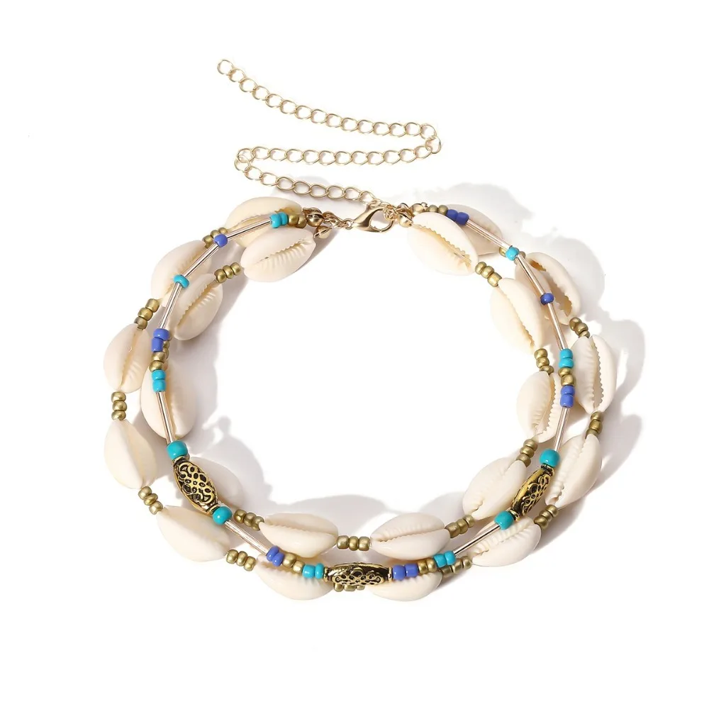

Hot Sale Gold Silver Sea Shell Necklace Choker Jewelry Bohemian Beach Tassel Necklace Shell Gold Chain For Women Collar Chocker