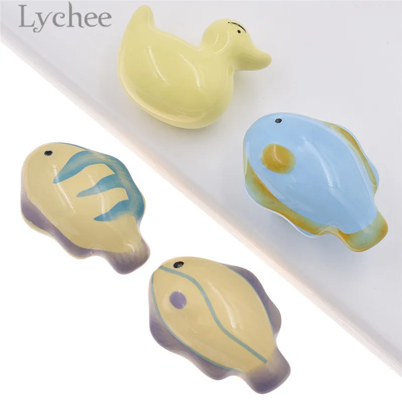 

Lychee Life Cartoon Ceramic Drawer Pull Yellow Duck Fish Design Cabinet Pulls Cupboard Handle Home Improvement Supplies