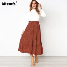Missufe горошек Для женщин юбки Повседневное Высокая талия плиссированные Boho юбка карман свободно сезон: весна–лето пляжные нарядные юбки женские