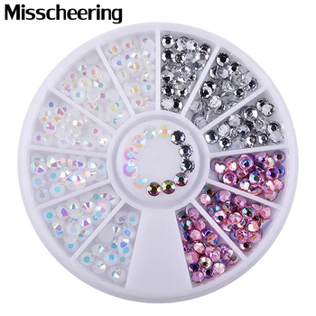 

1 Box Colorful Resin Jelly 3D Nail Rhinestone Decoration Wheel Manicure Nail Art Accessories