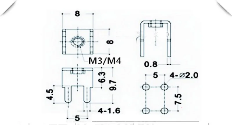 PCB-11 увеличение высоты для сварки печатной платы Терминал M3 монтажная плата разъема высокого 9,7 мм 100 шт