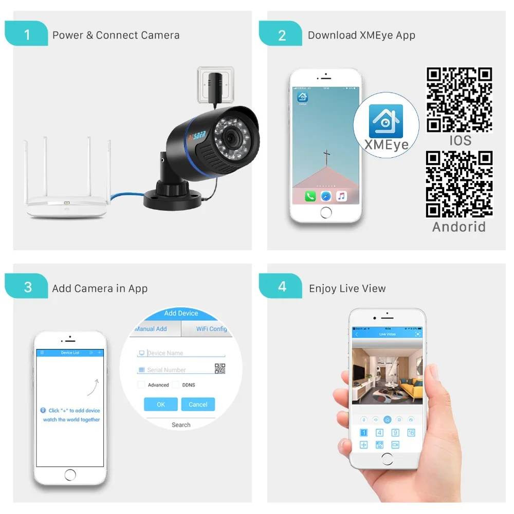 BESDER наружная IP камера 1080P Водонепроницаемая 2.0MP Проводная безопасности