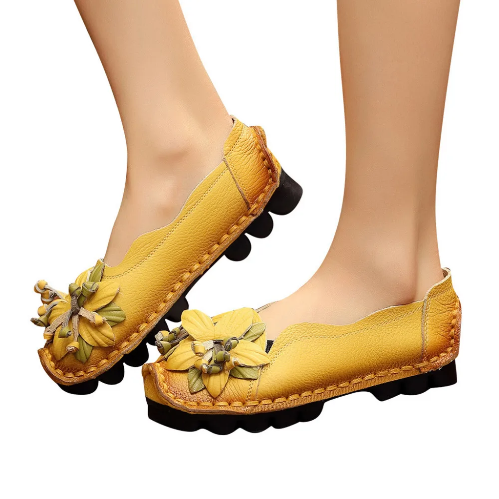 2019 Women's casual shoes handmade shoes national wind shallow mouth soft bottom flat shoes non-slip wear shoes for ladies 40J5 (7)