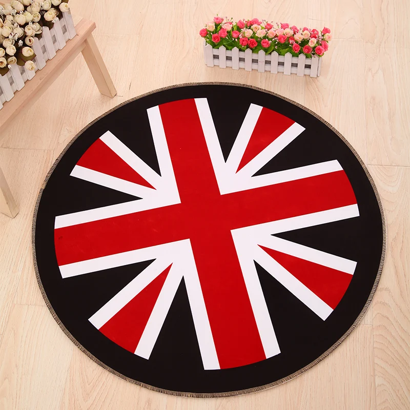 

2016 British Flag Cute Cartoon Round Carpet Non-Slip Living Room Kids Room Rug Captain America Mat for Bedroom