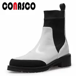 CONASCO/новые женские мотоциклетные ботинки в стиле панк-рок на высоком каблуке, теплые осенне-зимние новые классические ботинки, пикантные