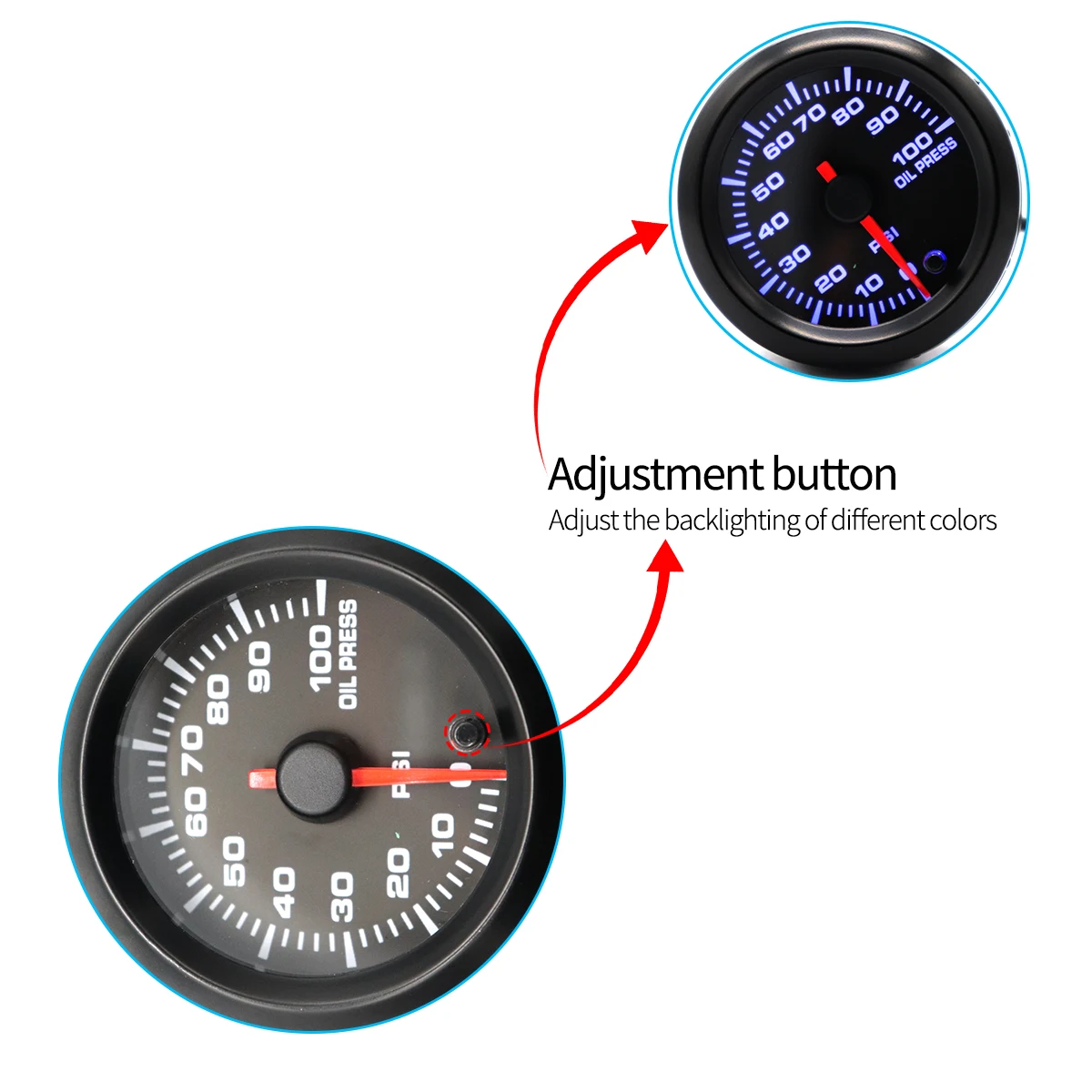 1 шт. 2 дюйма 12 в 7 цветов подсветка 52 мм 0-100psi датчик давления масла пресс Тестер Авто обновление модификации Guage