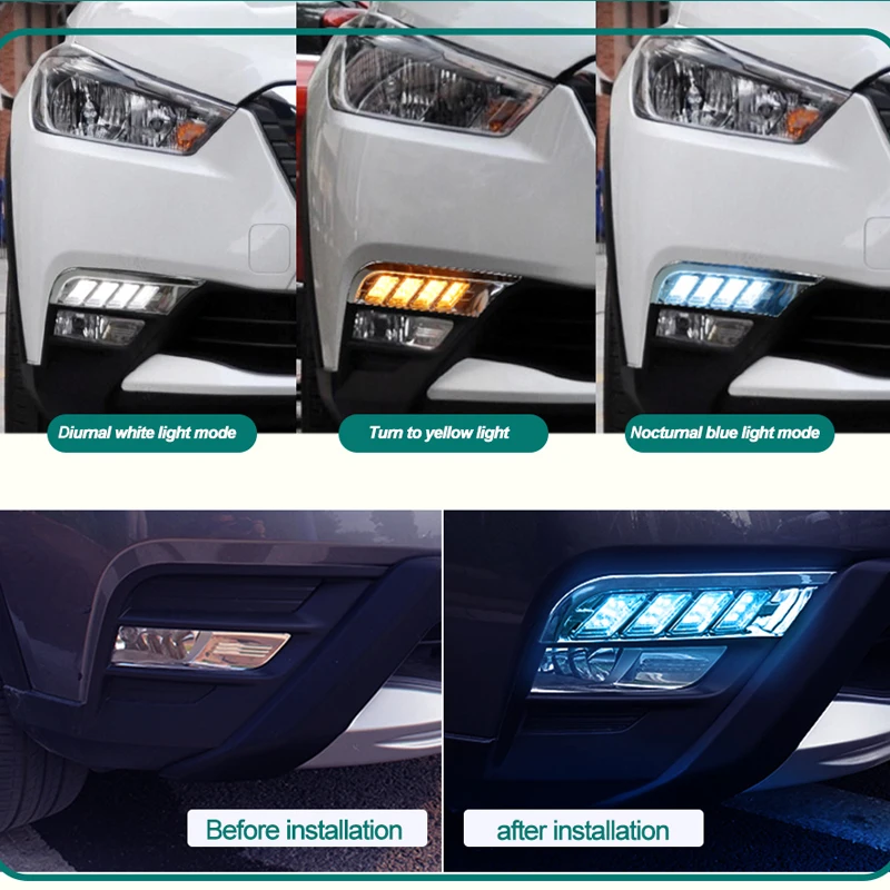 Hlxg 2 шт. светодиодный фонарь для автомобиля дневные ходовые огни Nissan Kicks 2017 2018