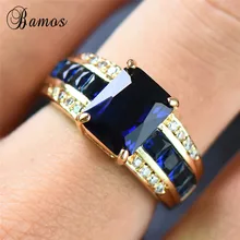 Bamos Модный Круглый перстень с камнем Винтажное кольцо с голубым Цирконом Желтое золото заполненное кристаллом кольцо для женщин вечерние аксессуары
