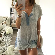 S-5XL 2019 Women summer T-shirt Front Buttons Split Hem Casual Loose lady Short sleeve t shirt fashion women O Neck Sleeve Tops S-5XL 2019 Women summer T-shirt Front Buttons Split Hem Casual Loose lady Short sleeve t shirt fashion women O Neck Sleeve Tops