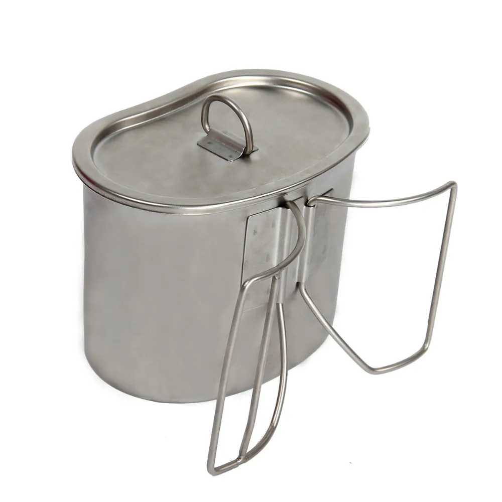  Stainless Steel Military Canteen 1L Portable with 0.5 L Cup Green Cover Camping Hiking Army Camping