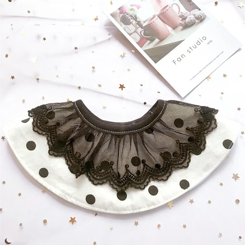 Ins Nordic Style Baby Girls Cotton Bib Waterproof Princess Court Lace Decorative Fake Collar Baby Burp Saliva Towel (4)