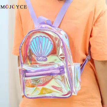 

Waterproof Printing Backpack Women Preppy Style Transparent School Knapsack Laser PVC Female Backpack