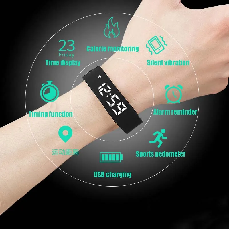 

ZGO Multiple Functional Smart Watch Fitness Sleep Monitoring Waterproof Pedometer Sport Watch Women Bracelet Wristwatches 661
