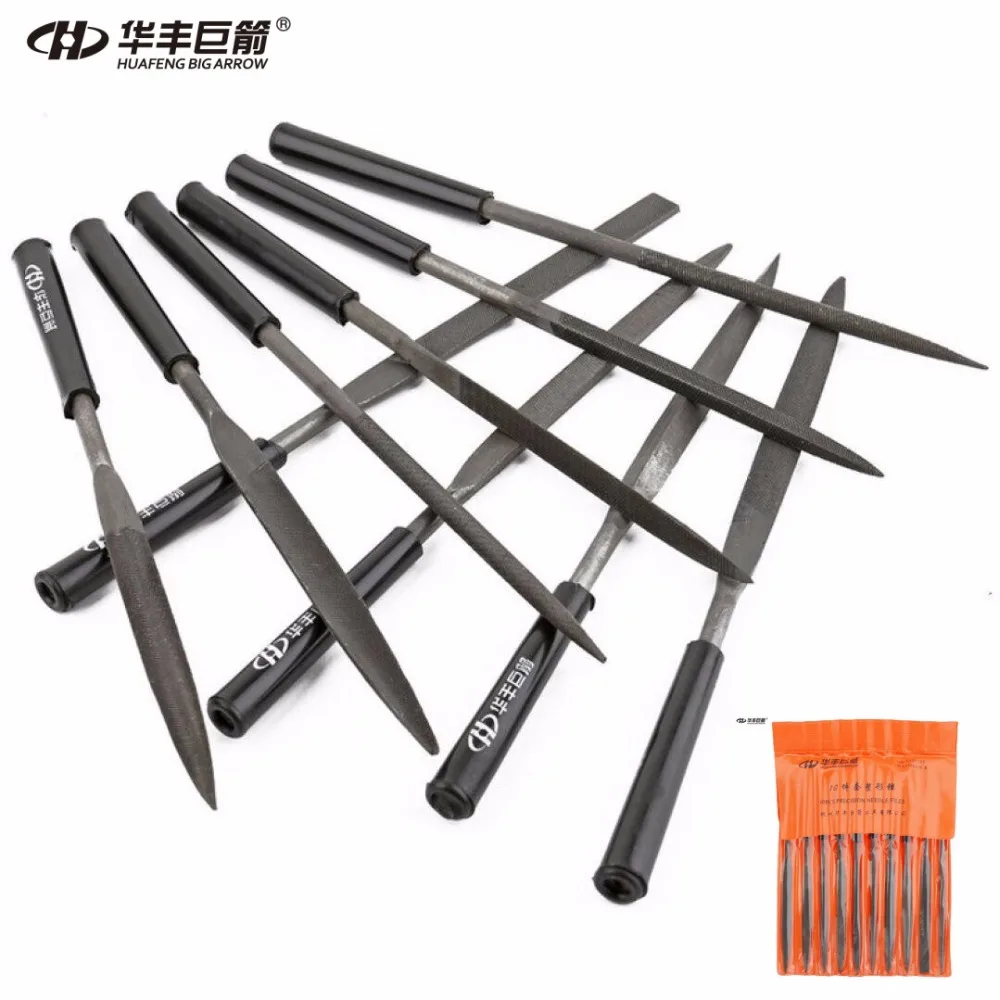

HUAFENG BIG ARROW 10PC Lope Files Set Needle Files Set Metal File Hand File for Metal Working 5X180mm