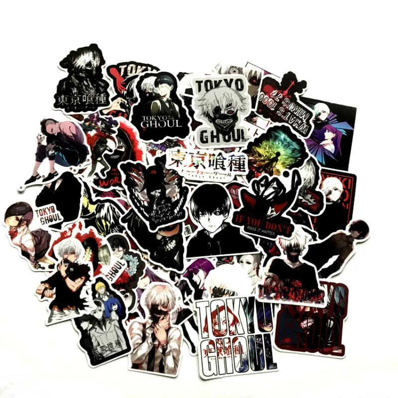 50 шт./пакет одежда с надписью «Tokyo Ghoul ужас аниме Стикеры(ы)/уп альбом чемодан скейтборд ноутбук Стикеры(ы)/уп граффити Водонепроницаемый Стикеры