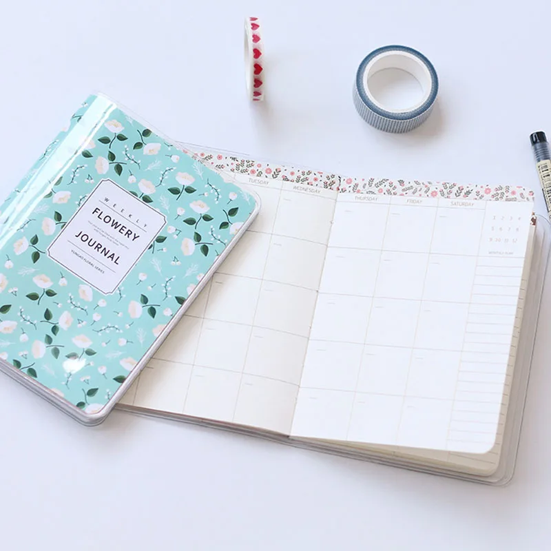 

2019 Half Year Agenda Planner Monthly Weekly Plan Portable A6 Kawaii Notebook Cute Diary Flower Schedule Office Stationery