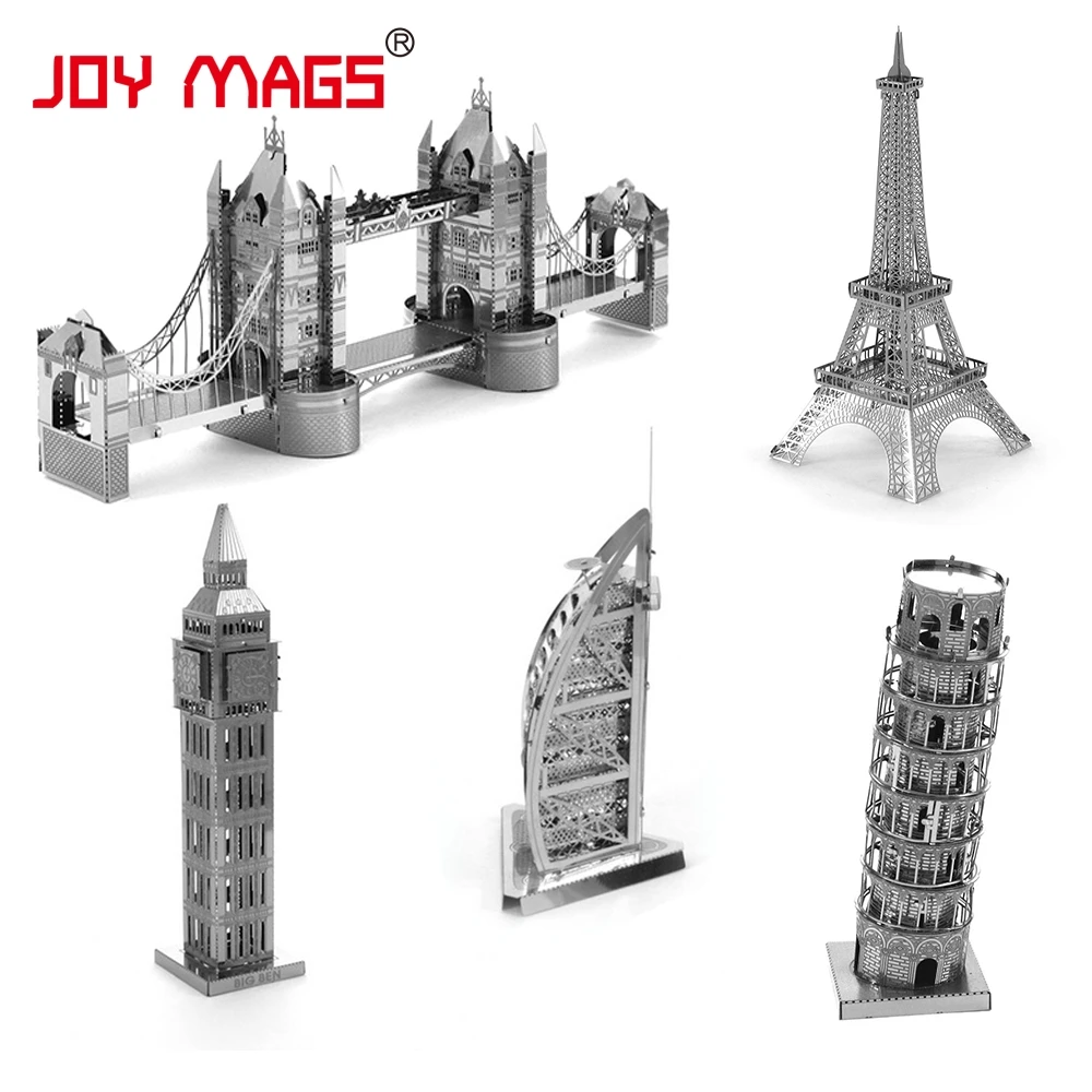 

JOY MAGS 3D Jigsaw Puzzles for Kids Metal DIY Scale Model Building Architecture Educational Toys for Model Collection Gift