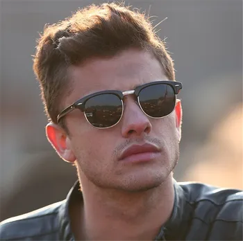 

FREYRS Half Metal Sunglasses Men Brand Designer Sunglasses Women Glass lenses Mirror Driving Sunglasses Male Female Shades 107