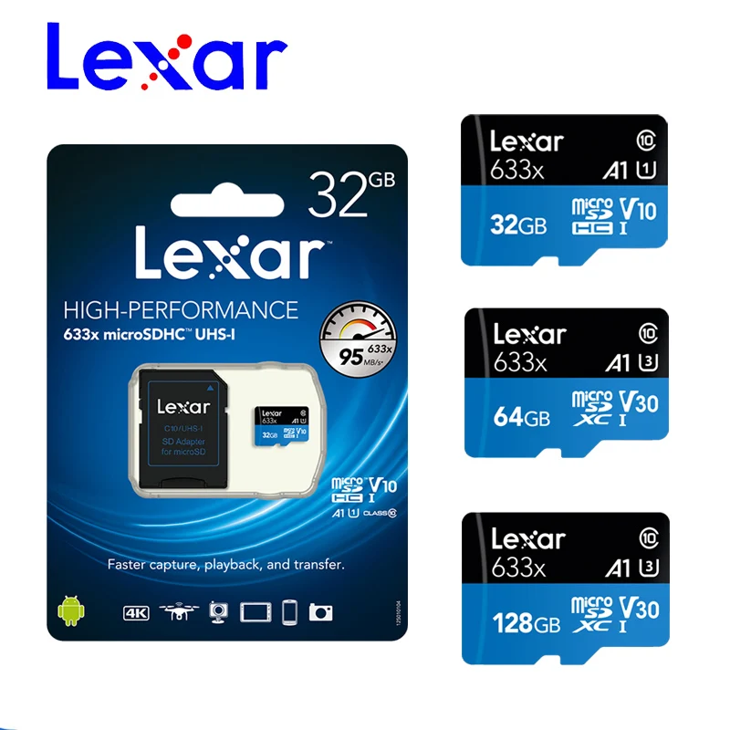 Lexar 633x карты памяти 256 ГБ 128 Гб 64G 95 МБ/с. 512 Micro sd карта Class10 UHS 1 флеш Microsd TF/sd s для