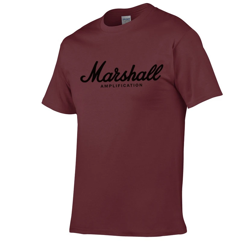 hot sale summer cotton Marshall t shirt men short sleeves tee hip hop T-shirt streetwear Boy/girl Tshirt XXS-2XL - Цвет: Red Wine-Black