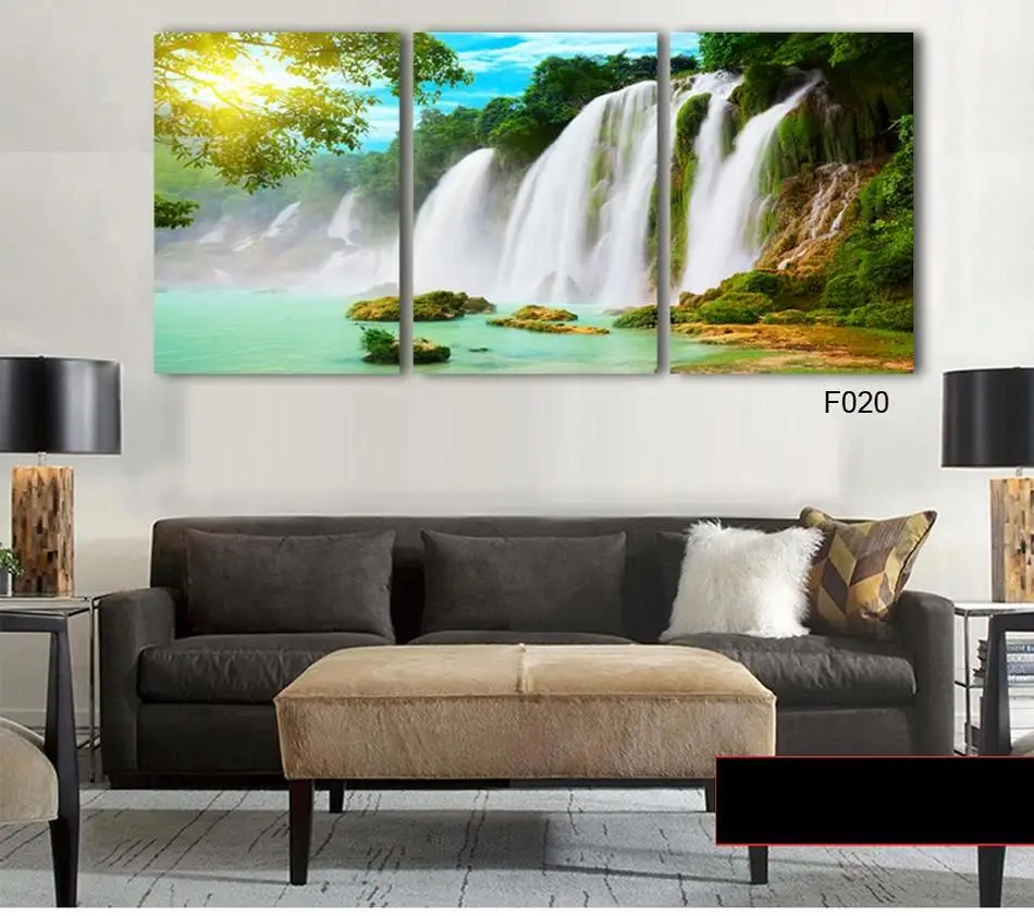 

Free Shipping 3 Pieces Wall Art Painting Canvas Painting Strong Waterfall Natural Beauty Painting Modern Picture Home Decor
