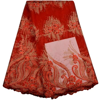 

African Tulle Lace Fabric With Stones Embroidered Mesh African French Lace Fabric Free Shipping