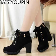 Г., новые высокие туфли на толстом каблуке Женские Ботинки на каблуке Ботинки Martin на толстом каблуке, Размеры 35-41