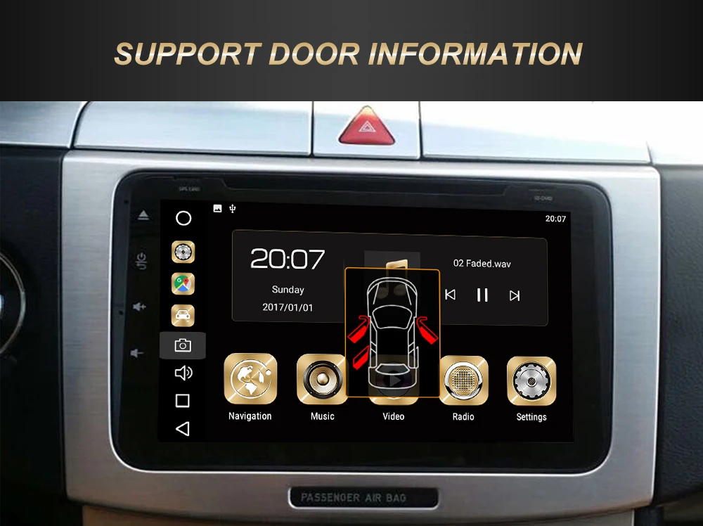 Discount Dasaita 8" IPS 2 Din Car DVD Player Android 9.0 for VW Passat Golf 5 6 Polo Tiguan Jetta Touran GPS Radio 4G RAM 1024*600 MP3 7