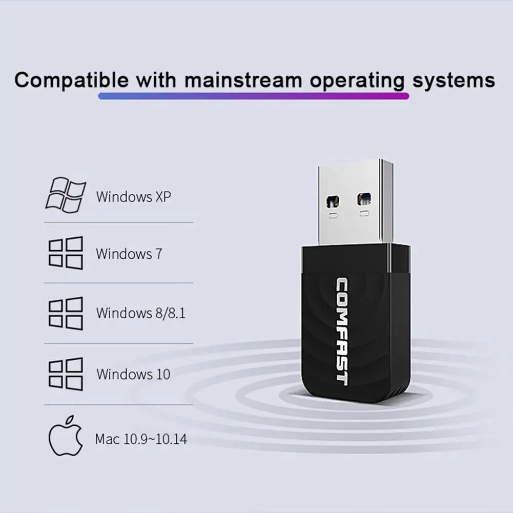 USB Mini 1300M беспроводной сетевой WiFi ключ гигабитный неограниченный приемник адаптер для ПК настольный ноутбук Mac 2,4G/5G 802,11 AC