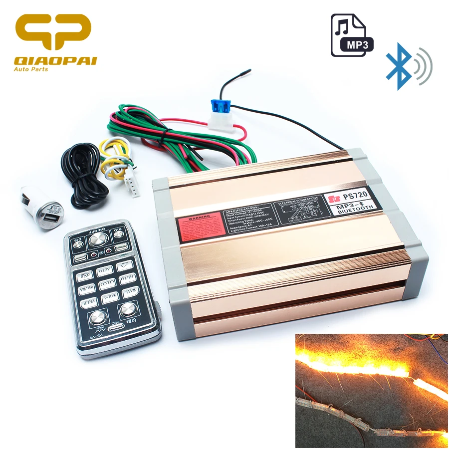 

Super Loud Wireless Alarm Speaker 12V 200W Waring Horn Multi-tone Megaphone Car Train Horn Bluetooth MP3 TF Card External Lamp