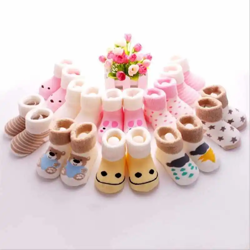 

5 Pairs / Bag 2019 New Spring Winter Warm Baby Socks Newborn Cotton Boys Girls Cute Toddler Asymmetry Anti-slip Socks Bebe Socks