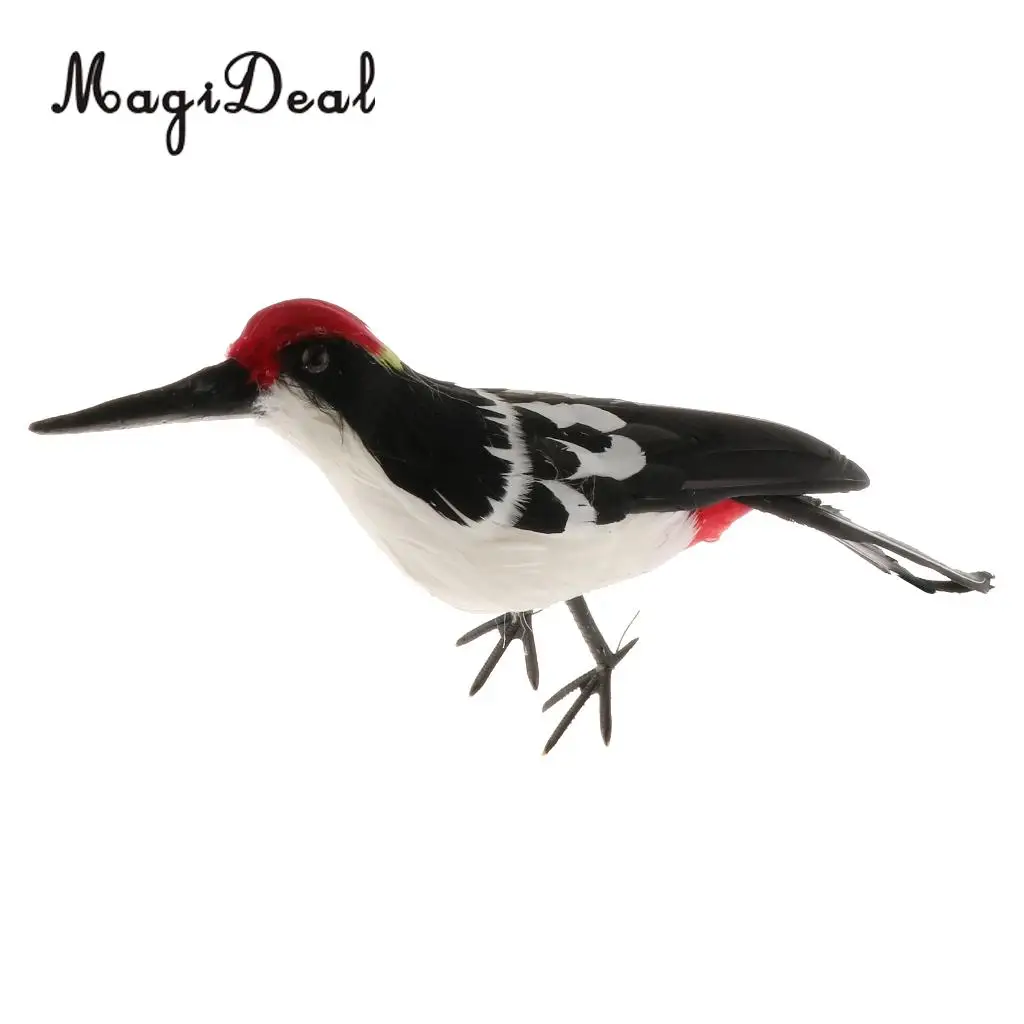 Realistic Artificial Animal Feather Garden Figure Woodpecker Bird Model Home Park Garden Tree Ornament Decor