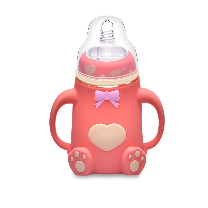 

2019 New Baby Feeding Bottle 240ML Bear Design Arc Type Water Feeder with Silicone Nipple