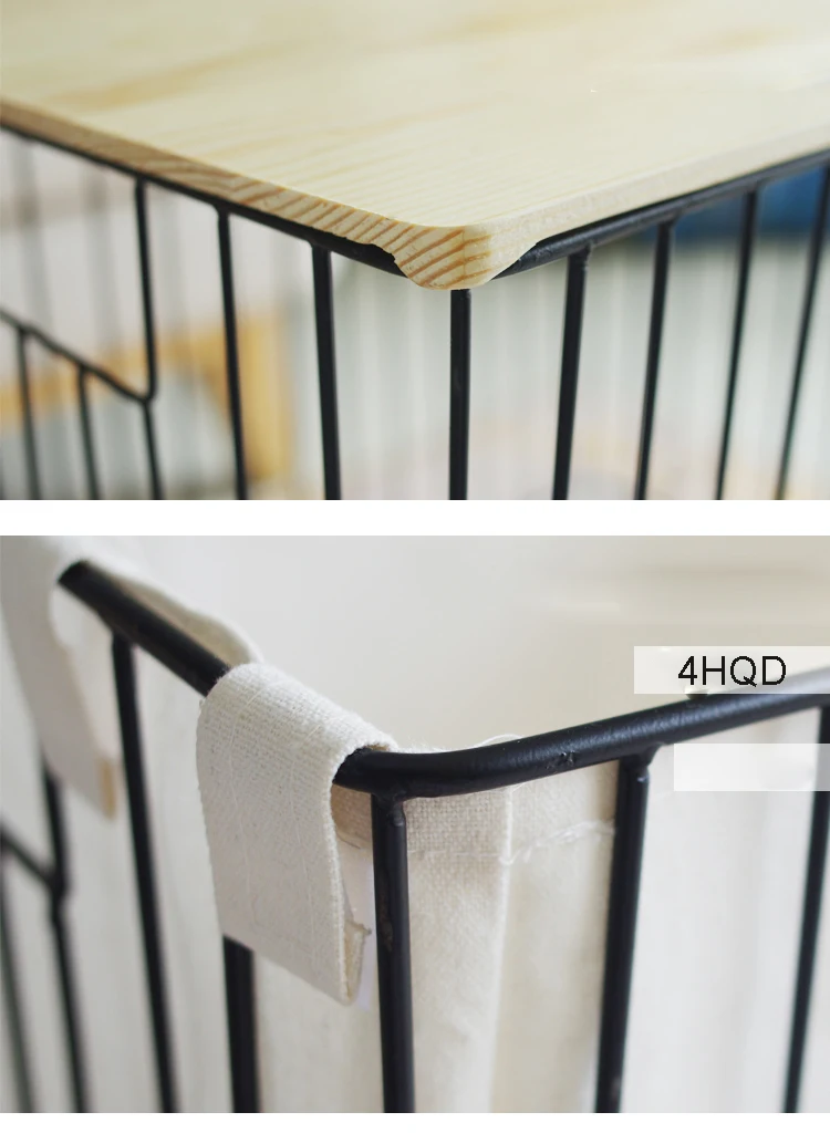Large Cover Storage Basket Iron Cotton Clothes Toys (7)