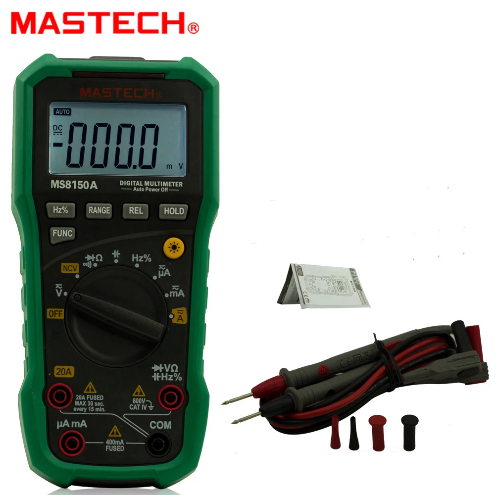 

Mastech MS8150A Digital 4000 counts Auto Range Multimeter Voltage Current Resistance Tecrep Tester Ammeter Diagnostic-tool