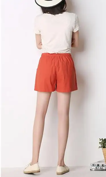 Женские летние свободные шорты больших размеров, Женская Хлопковая женская короткая юбка больших размеров, размер d, льняные шорты с эластичной резинкой на талии, юбки