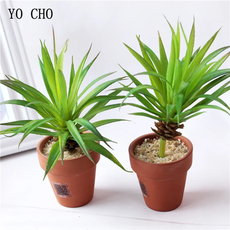 

YO CHO 1PC Green Big Flag Leaf Artificial Plant For Home Bonsai Flower Arrangement Decor PVC Cheap Fake Succulents Indoor Grass